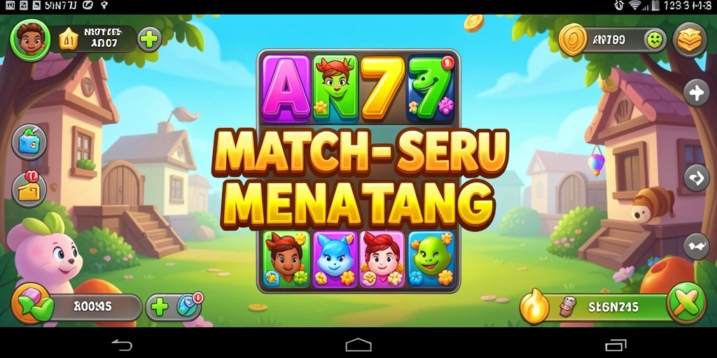 Screenshot gameplay AN777 menunjukkan momen seru saat mencocokkan item di level Match-3.