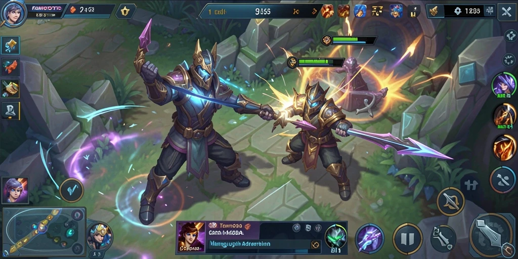 Screenshot menunjukkan aksi intens dalam permainan MOBA FOMOTOTO.