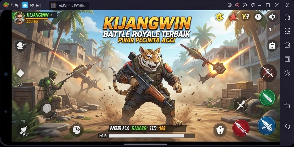 Tampilan gameplay KIJANGWIN dalam pertempuran Battle Royale yang mendebarkan.