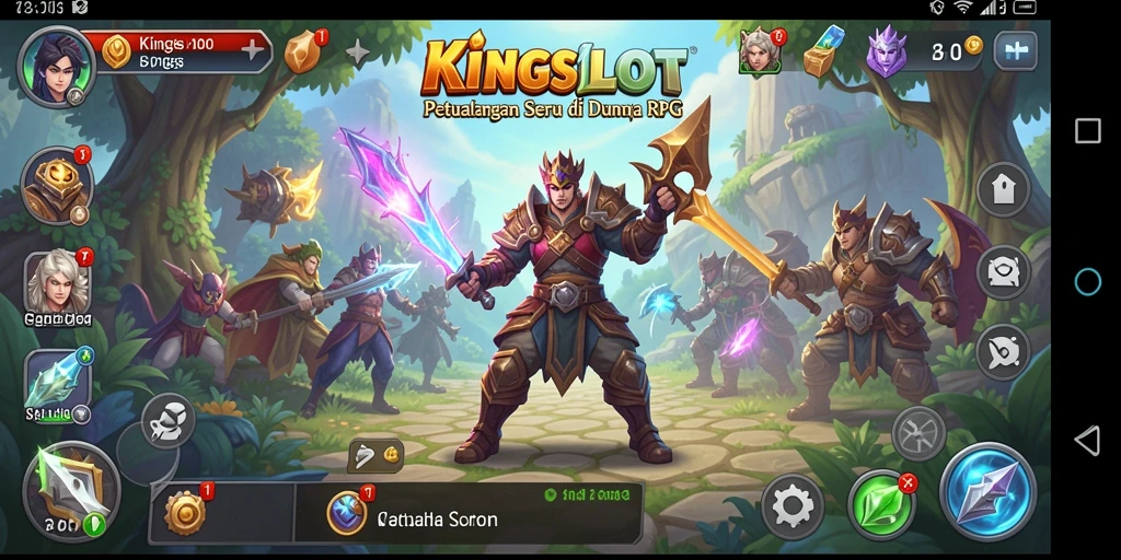 Screenshot utama KINGSLOT menunjukkan aksi intens dalam pertarungan RPG.